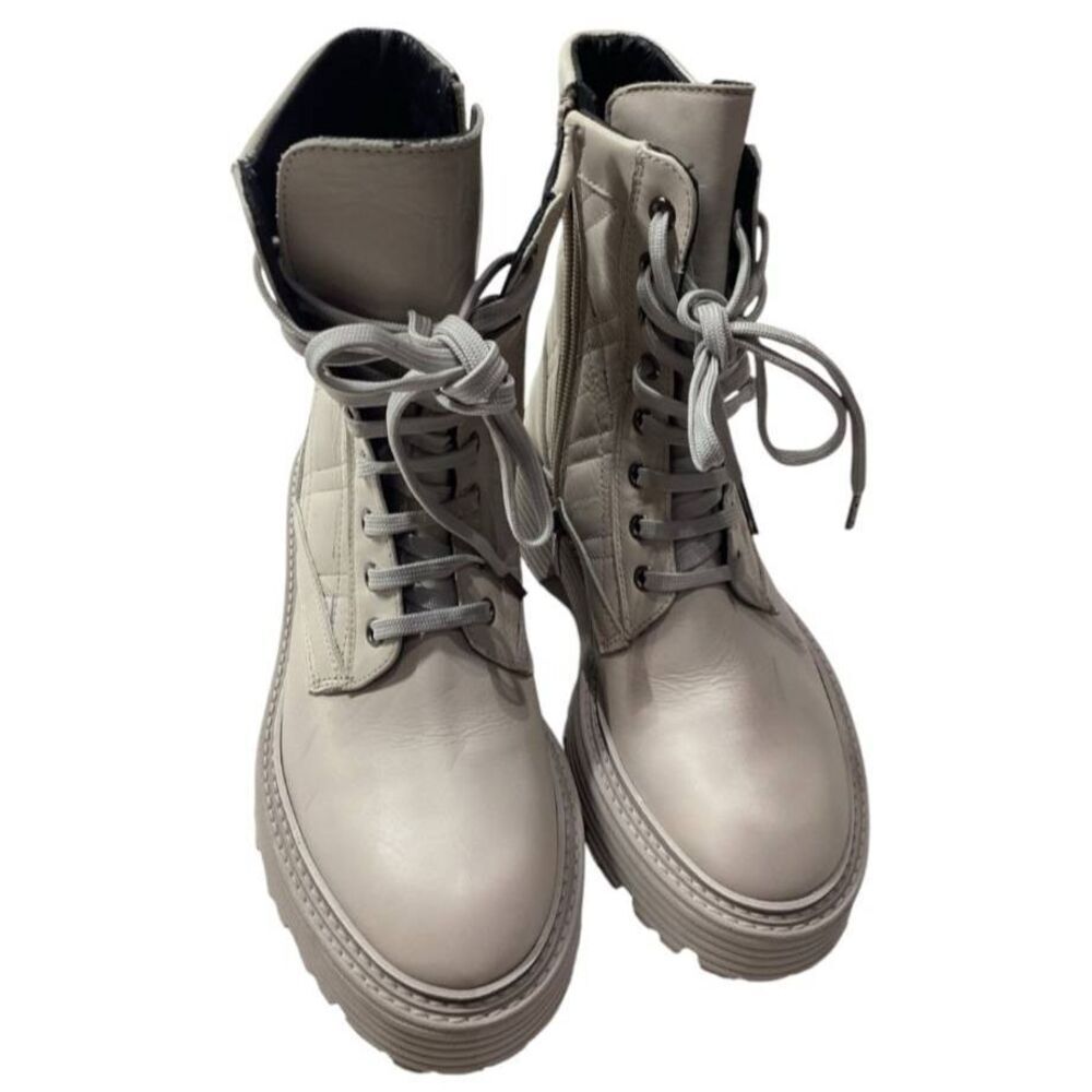 La Canadienne Yasmine In Bone Waterproof Leather women's ankle boots